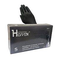 Рукавички медичні нітрилові чорні HOFFEN black без пудри розмір S