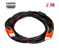 Кабель шнур Hdmi Hdmi 3 метра с фильтром в тканевой оболочке