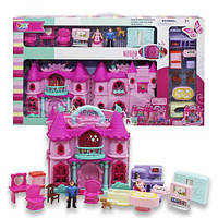 Сказочный замок для кукол 16830 кукольный домик мебель куклы звук свет детская игрушка для девочек