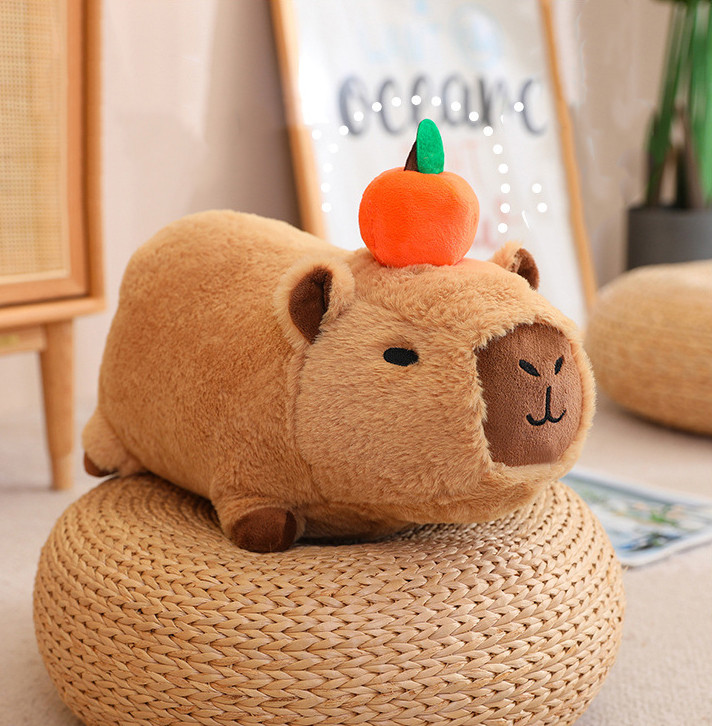 Капібара м'яка іграшка подушка сквишмеллоу антистрес подарунок capybara, 20, З мандаринкою