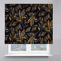 Римская фото штора черная Листья желтые. Бесплатная доставка. Инд.размер. Гарантия. Арт. 15-16-9