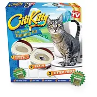 Набор для приучения кошки к унитазу (Кошачий туалет) Обучающий набор с кошачьей мятой. Тренажер Citi Kitty ЗК