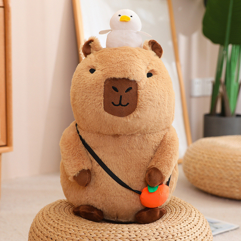 Капібара м'яка іграшка-антистрес подушка сквишмеллоу подарунок capybara 35, З качечкою