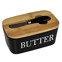 Масленка керамическая с ножом матовая "Butter"