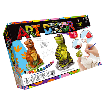 Набір для гіпсової заливки ART DECOR, гіпсові фігурки для розфарбовування ТМ Danko Toys Динозавр