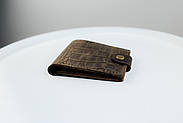 Класичний гаманець із натуральної шкіри Crazy Horse тиснення крокодил SH016 (темно-коричневий), фото 3