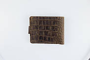 Класичний гаманець із натуральної шкіри Crazy Horse тиснення крокодил SH016 (темно-коричневий), фото 4