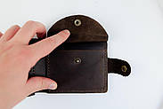 Класичний гаманець із натуральної шкіри Crazy Horse тиснення крокодил SH016 (темно-коричневий), фото 7