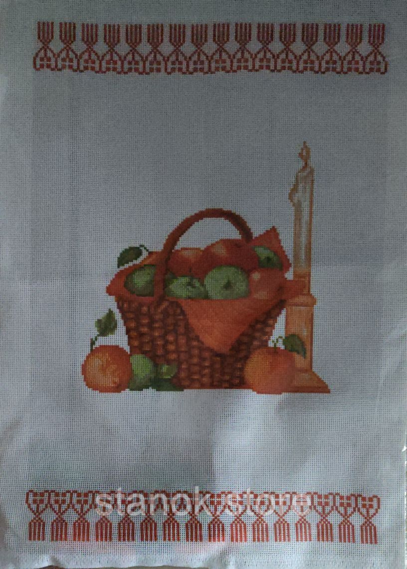 Схема для вишивання на канві для ниток муліне кошик з фруктами розмір а3, фото 1