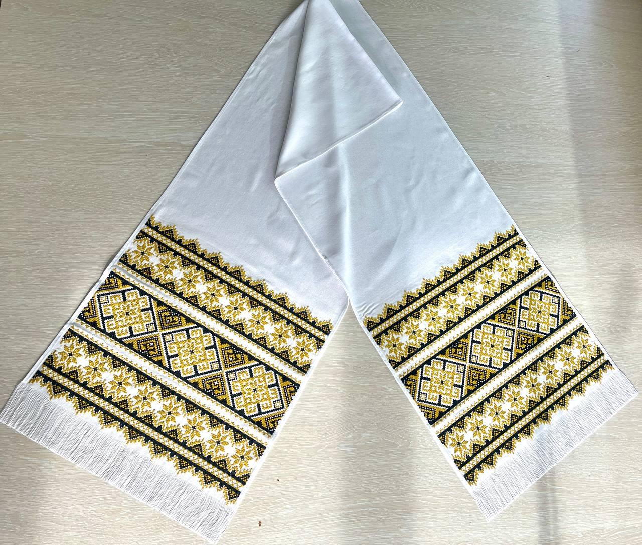 Український рушник "Традиційна символіка" золото-чорний
