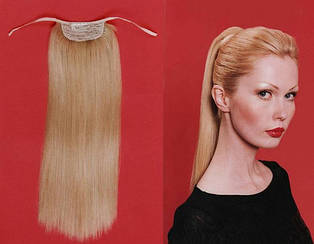 Шиньйон Хвіст З натуральних слов'янських Волосся Блонд 45 см