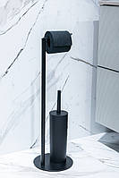 Стойка держатель туалетной бумаги и щетки черная, ТМ AWD Interior AWD02071825