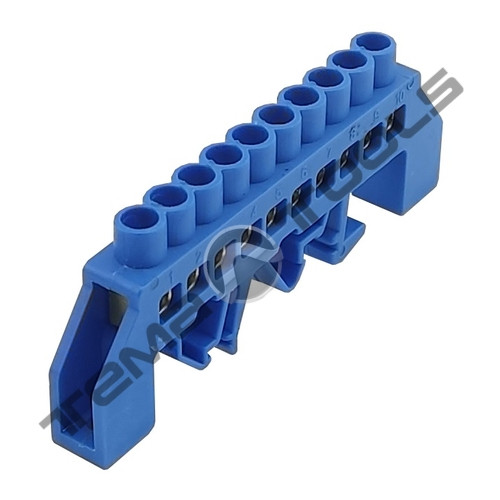 Шина нульова ізольована HCD 6x9-10 на DIN-рейку синя