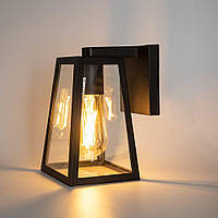 Современный наружный настенный светильник Lutec Черный трапецоидальный фонарь Настенный светильник