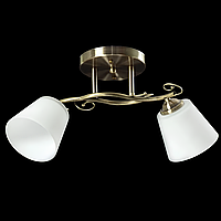 Люстра потолочная с двумя белыми плафонами под лампу Е27 корпус бронза в классическом стиле Svet SH-67419/2 AB