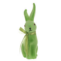 Фигурка пластиковая Кролик с бантом флок зеленый 20 см. 42104