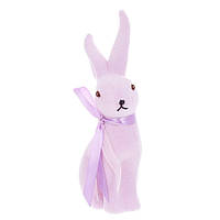 Фигурка пластиковая Кролик с бантом флок лавандовый 20 см. 42106
