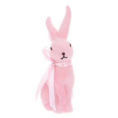 Фігурка пластикова Кролик з бантом флок рожевий 20 см. 42108