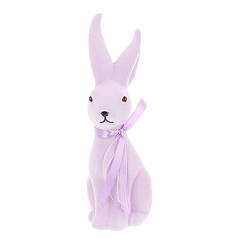 Фігурка пластикова Кролик з бантом флок лавандовий 23.5 см. 42112