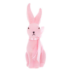 Фігурка пластикова Кролик з бантом флок рожевий 23.5 см. 42114