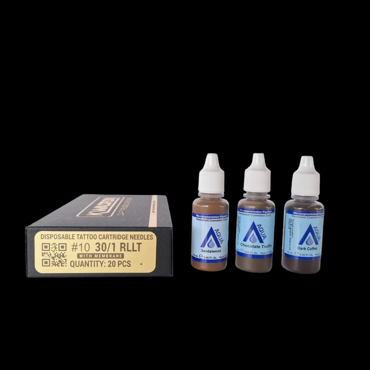 Набір пігментів AQUA по 15ml + картріджі kwadron 30/1RLLT