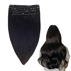 Волосся Слов'янські Люкс на заколках 50-55 см Чорні . Тресс чорне волосся 50-55 см , 100 грам