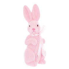 Фігурка пластикова Кролик з бантом флок рожевий 22 см. 42121