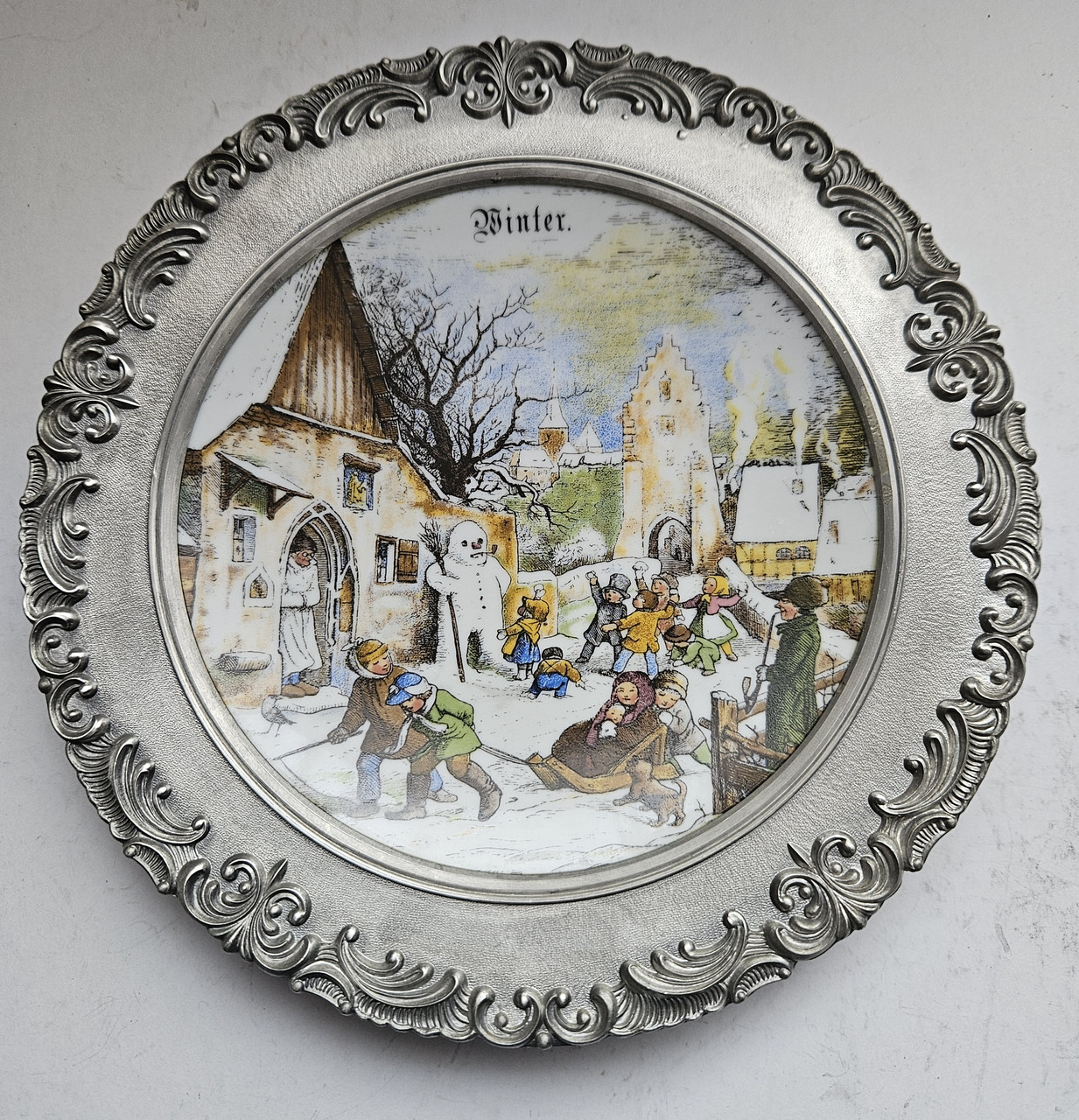 Настінна олов'яна тарілка Зима, фото 1