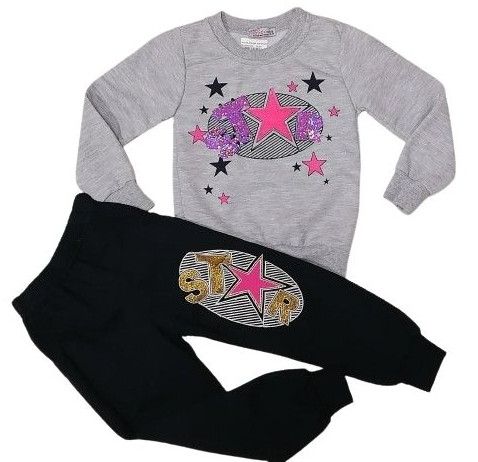 Спортивний костюм для дівчинки Remi kids на зріст 104, 110, 122 см Сірий з синім (69)