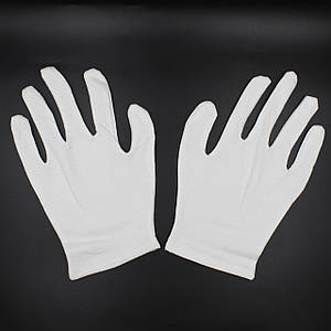 Перчатки белые для демонстрации ювелирных изделий 100% хлопок стрейч 2 штуки длина 23 см ширина 12 см