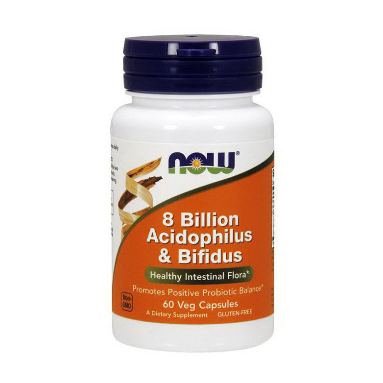 Пробіотики, 8 млрд ацидо- й біфідобактерій "8 Billion Acidophilus & Bifidus" Now Foods, 60 капсул
