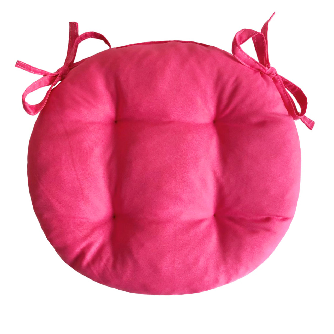Подушки круглі на стільці, крісла табуретки з двома зав'язками 35х8 рожевого кольору