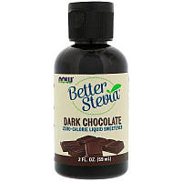 Жидкий подсластитель с нулевой калорийностью "Better Stevia zero calories" Now Foods, темный шоколад, 59 мл