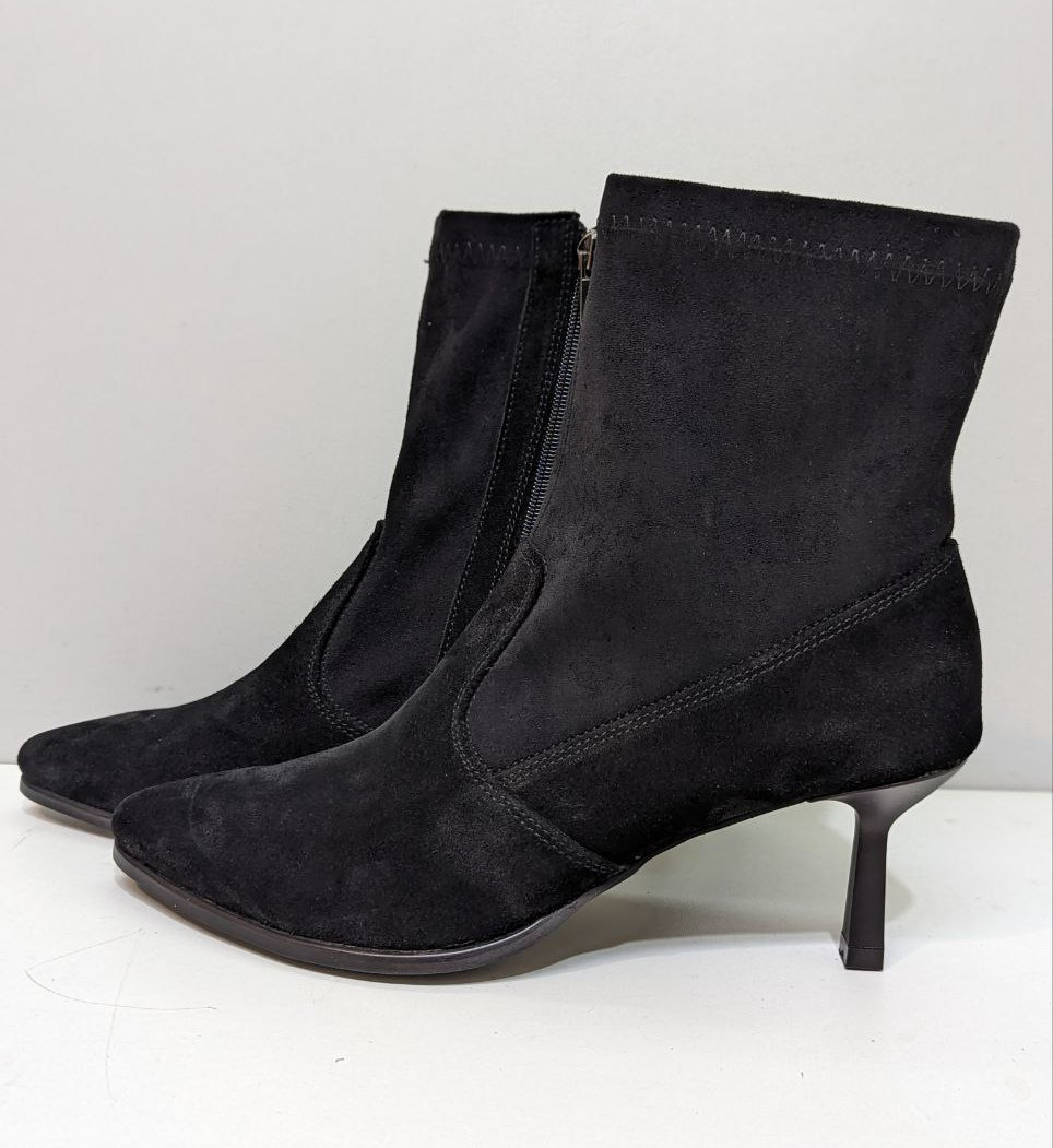 STTOPA демі Розміри 40-44. Напівчоботи великих розмірів шкіряні стрейч. Каблук 6,5 см. 415-4044-65 Чорні, фото 1