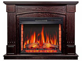 Підлоговий електрокамін з обігрівом, з порталом, камінокомплект ArtiFlame BOSTON AF28S Темний горіх (зі звуком)