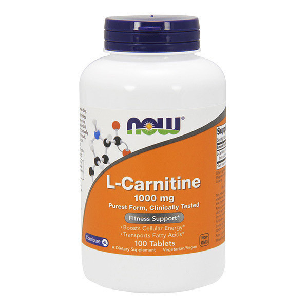 Л-карнітин "L-Carnitine purest form", Now Foods, 1000 мг, 100 таблеток