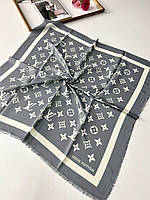 Женский брендовый платок Louis Vuitton демисезонный 100*100 см серый