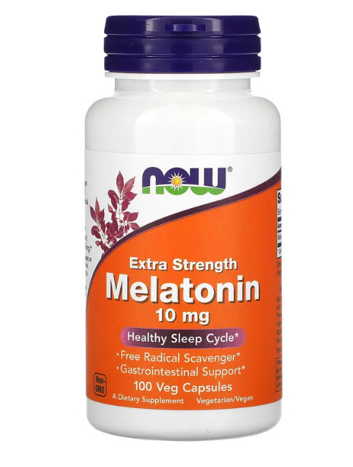 Мелатонін Melatonin, 10 мг, Now Foods, 100 капсул