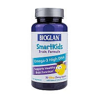 Формула омеги для дітей Smartkids Omega-3 High DHA Brain Formula, Bioglan, цитрус, 30 жувальних капсул