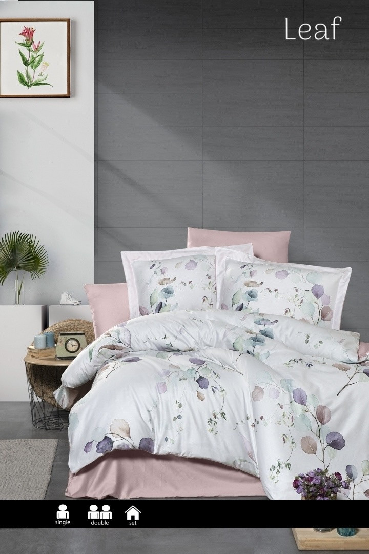 Постільна білизна сатинова полуторний розмір  Frist choice 3D Leaf, фото 1