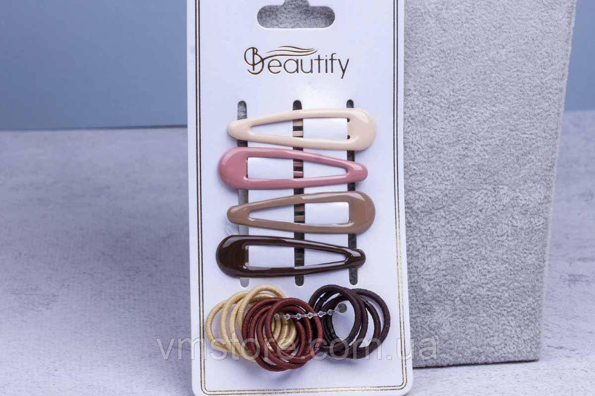 Набір шпильок хлопавка тик-так, та маленьки резинки для волосся, фото 1