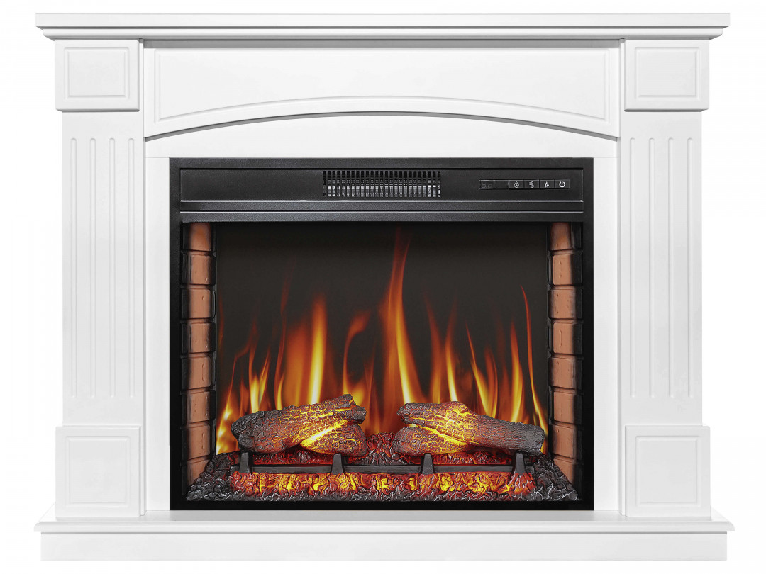 Декоративний електрокамін з порталом, камінокомплект з обігірвом ArtiFlame BOSTON AF28S Білий (зі звуком)