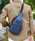 Чоловіча сумка слінг однолямковий рюкзак тканинна через плече на блискавці, фото 3