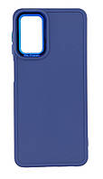 Чехол Metal Style для Samsung Galaxy A32 5G / A326 бампер с микрофиброй темно-синий