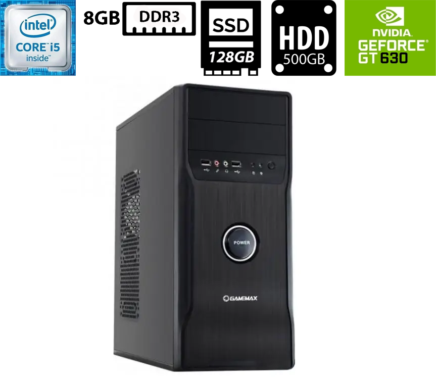 Комп'ютер GameMax ET-205/Core i5-3570 3.40GHz/8GB DDR3/SSD 128GB mSATA+HDD 500GB/Nvidia GeForce GT 630 2GB Б/В