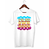 Футболка біла з оригінальним принтом для керівника "I'm own boss. Я сам собі босс" Push IT