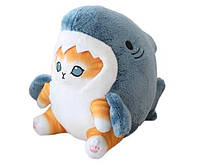 Мягкая плюшевая игрушка Аниме Котик Акула 20см Anime Cat Mofusand Plush Toy синий