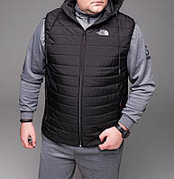 Мужская черная жилетка The North Face со съемным капюшоном | 100% полиэстер + синтепон 60