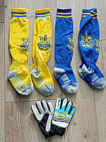 Гетры футбольные клубные UKRAINE размер 27-34 синий-желтый