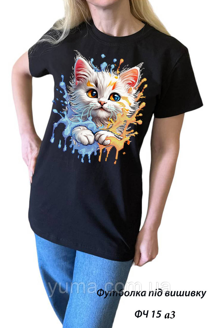 Чорна футболка під вишивку бісером, фото 1